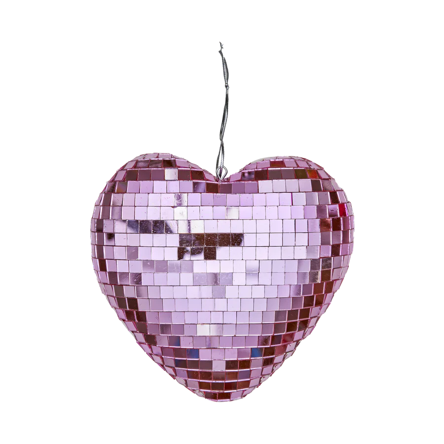Medium Disco Ball Heart Soft Pink