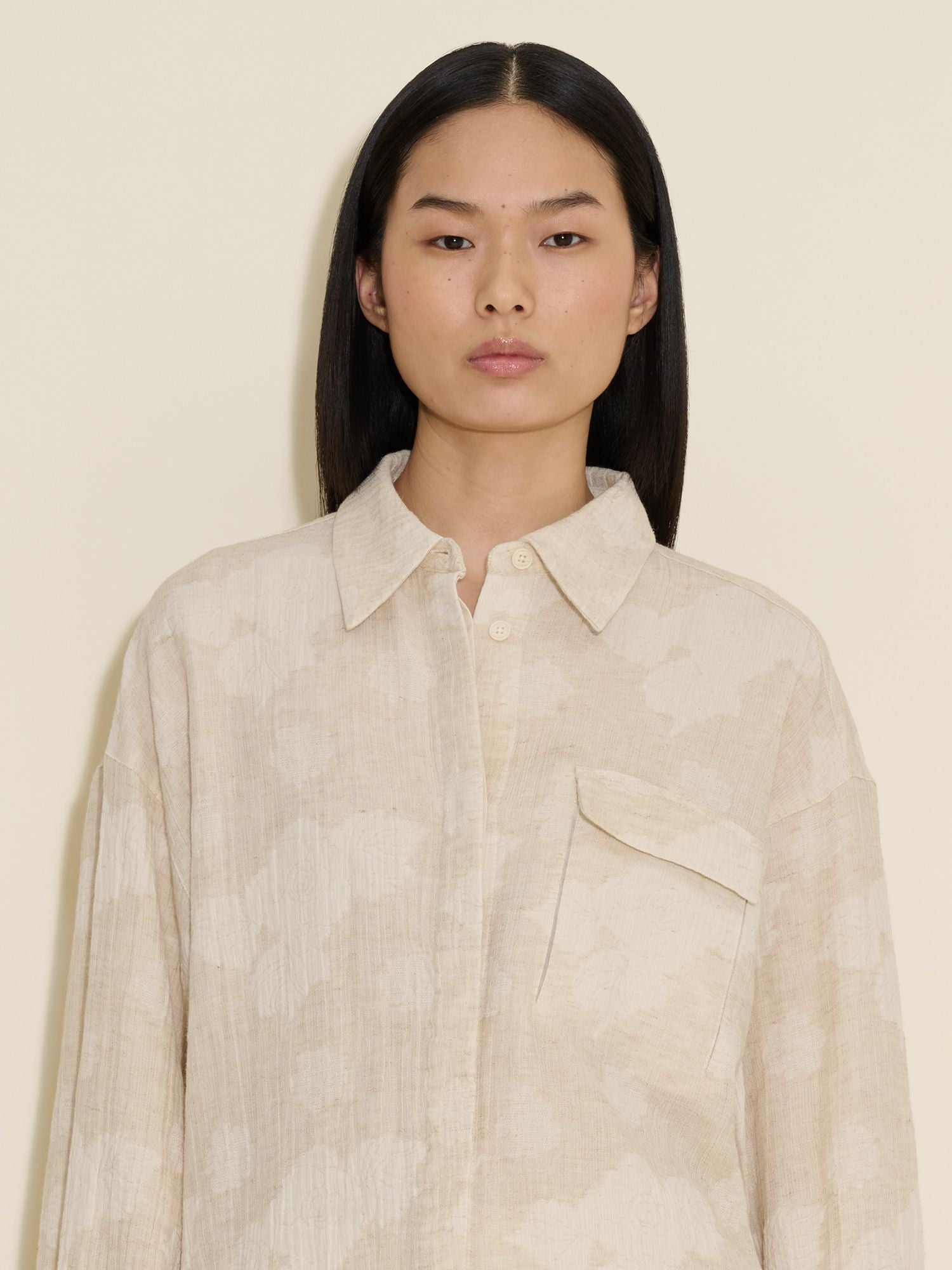 Holzweiler Dais Jacquard Shirt Ecru Mix - hvittrad.no