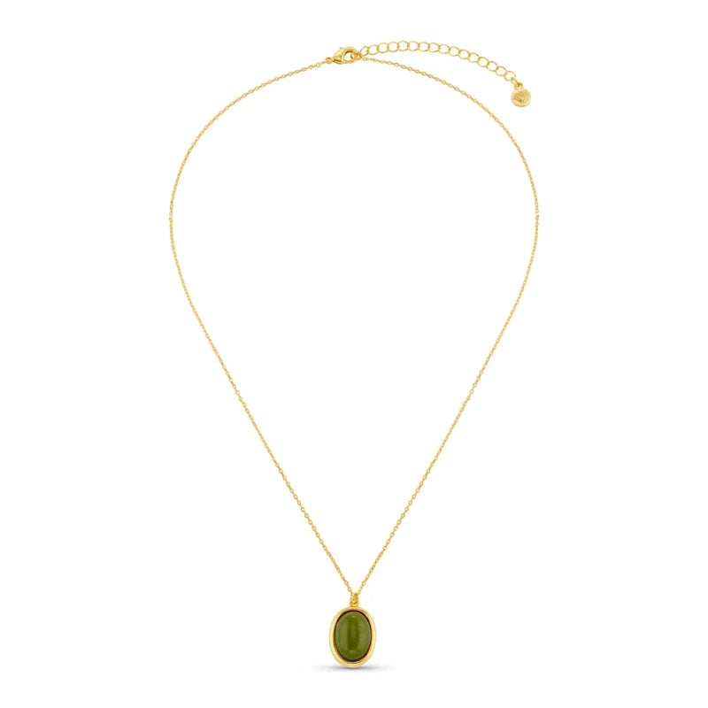 SP Green Jade Charm Necklace 18K Gold