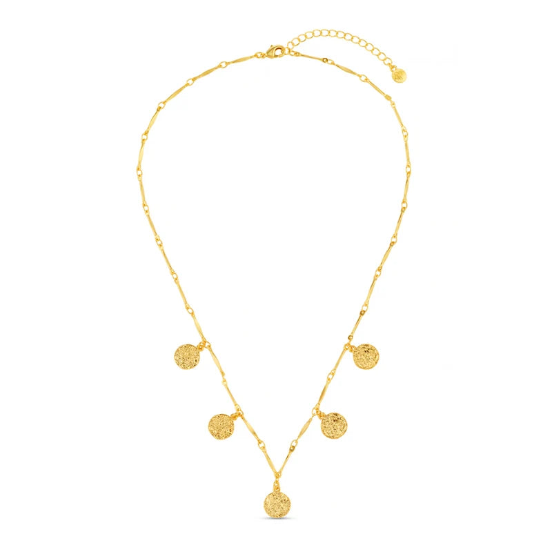 Molten Coin Multi Drop Necklace 18K Gold