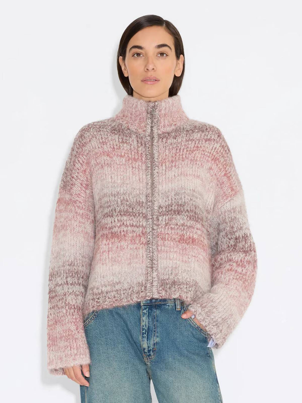 Tine Gradient Cardigan Burgundy Mix