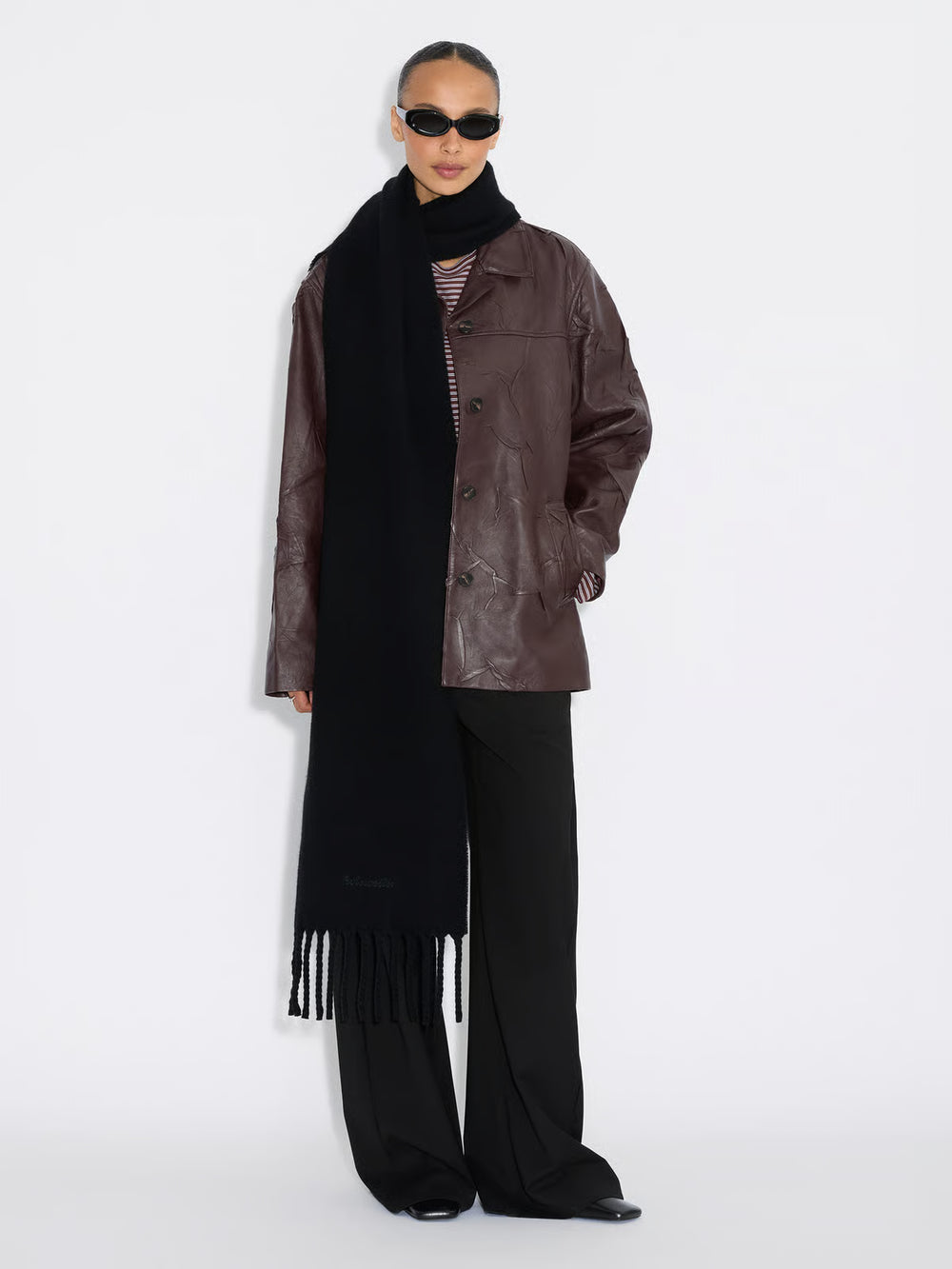 Idro Lambswool Tassel Scarf Black