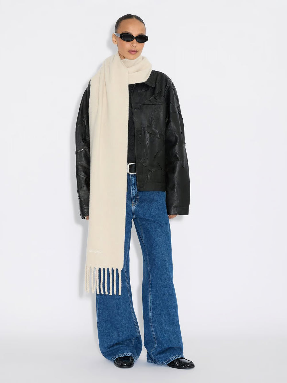 Idro Lambswool Tassel Scarf Ecru