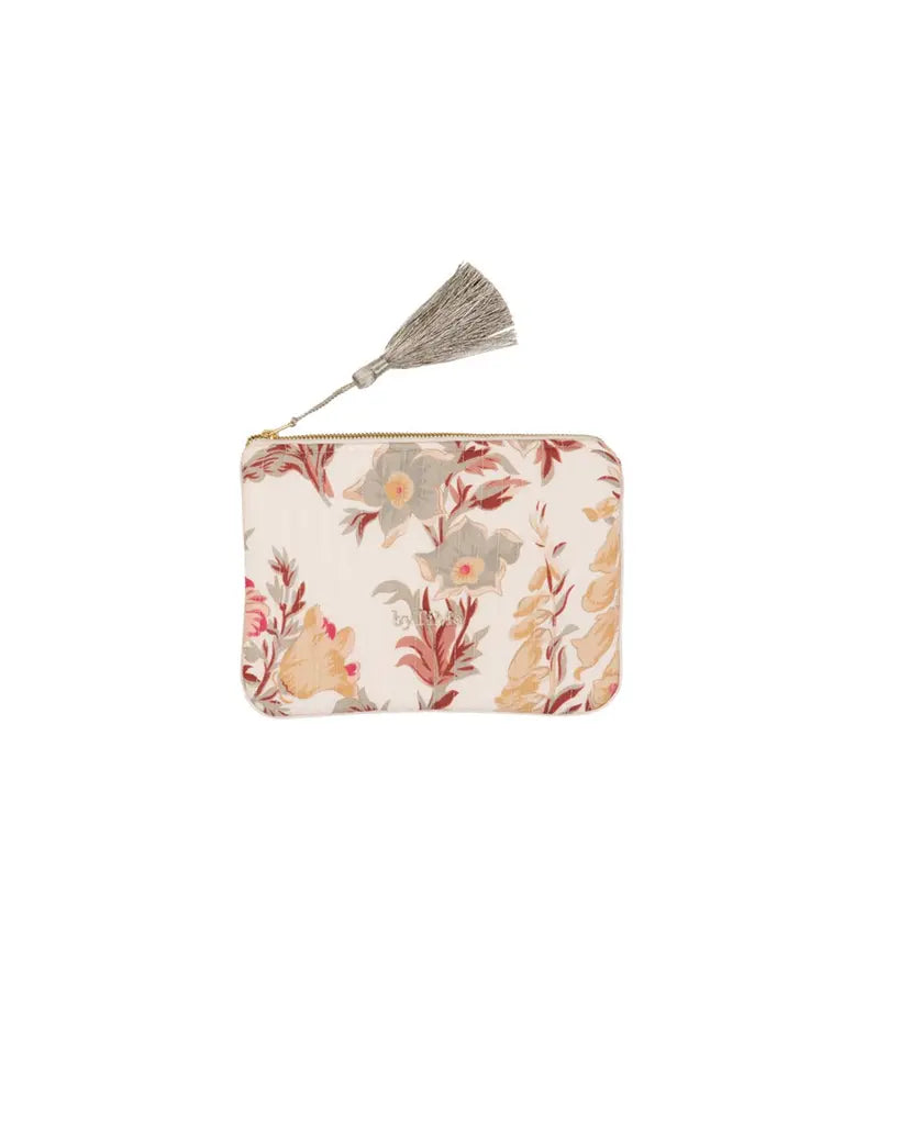 Zipper Pouch Linen Forest Flowers
