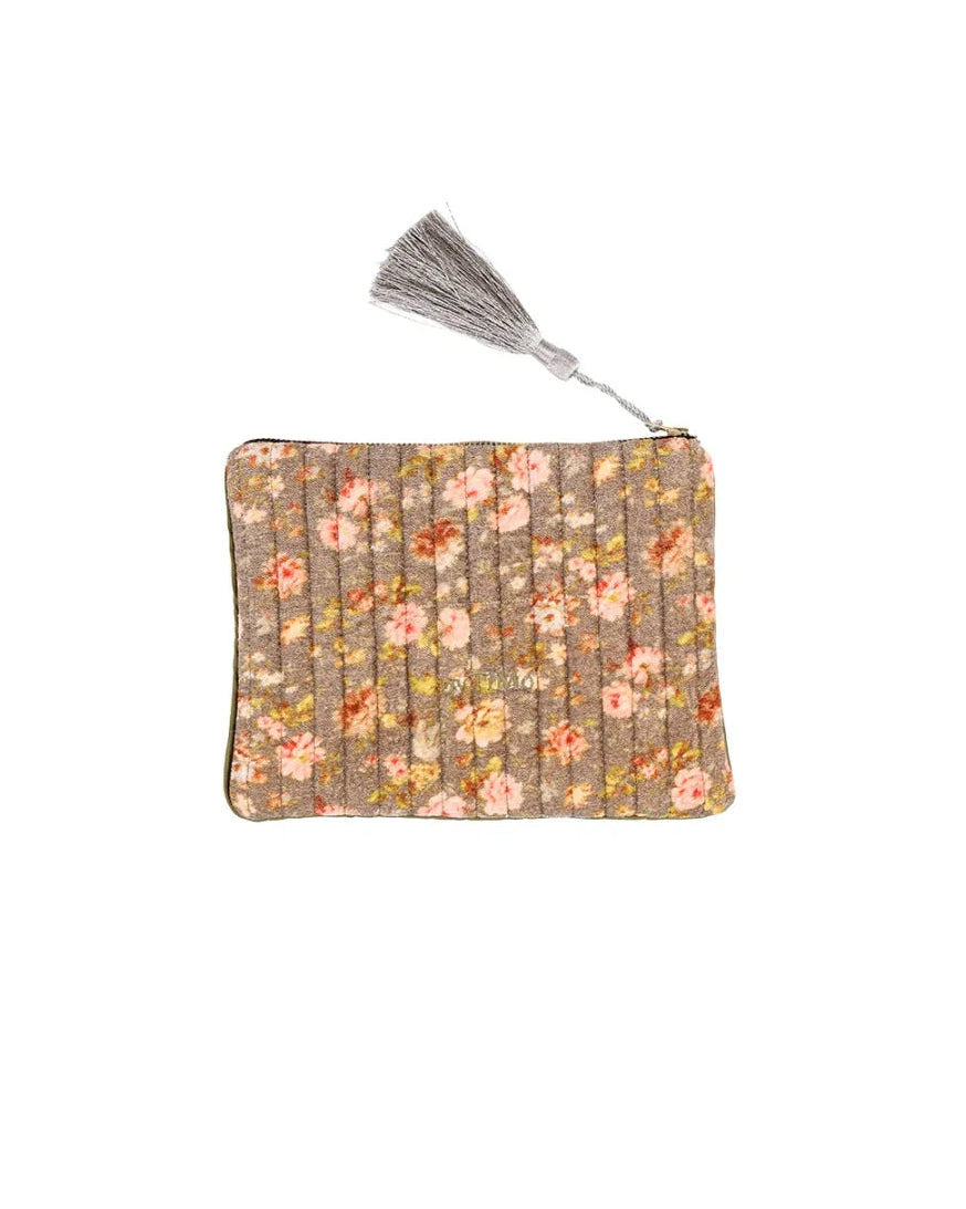 Zipper Pouch Velvet Green Meadow