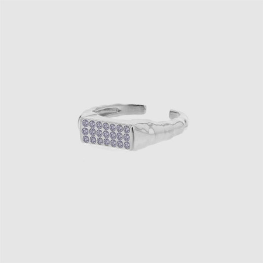 Ray Bedazzeled Ring Silver Lavender