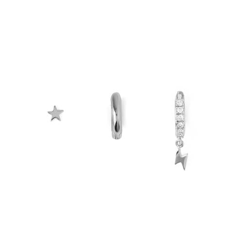 Lightning & Star (star) Ear Party Silver