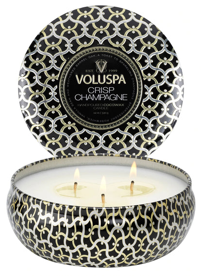 3-Wick Tin Candle – Crisp Champagne 340g