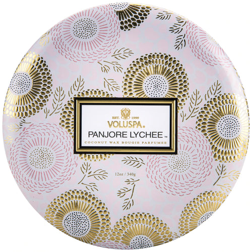 3-Wick Tin Candle – Panjore Lychee 340g