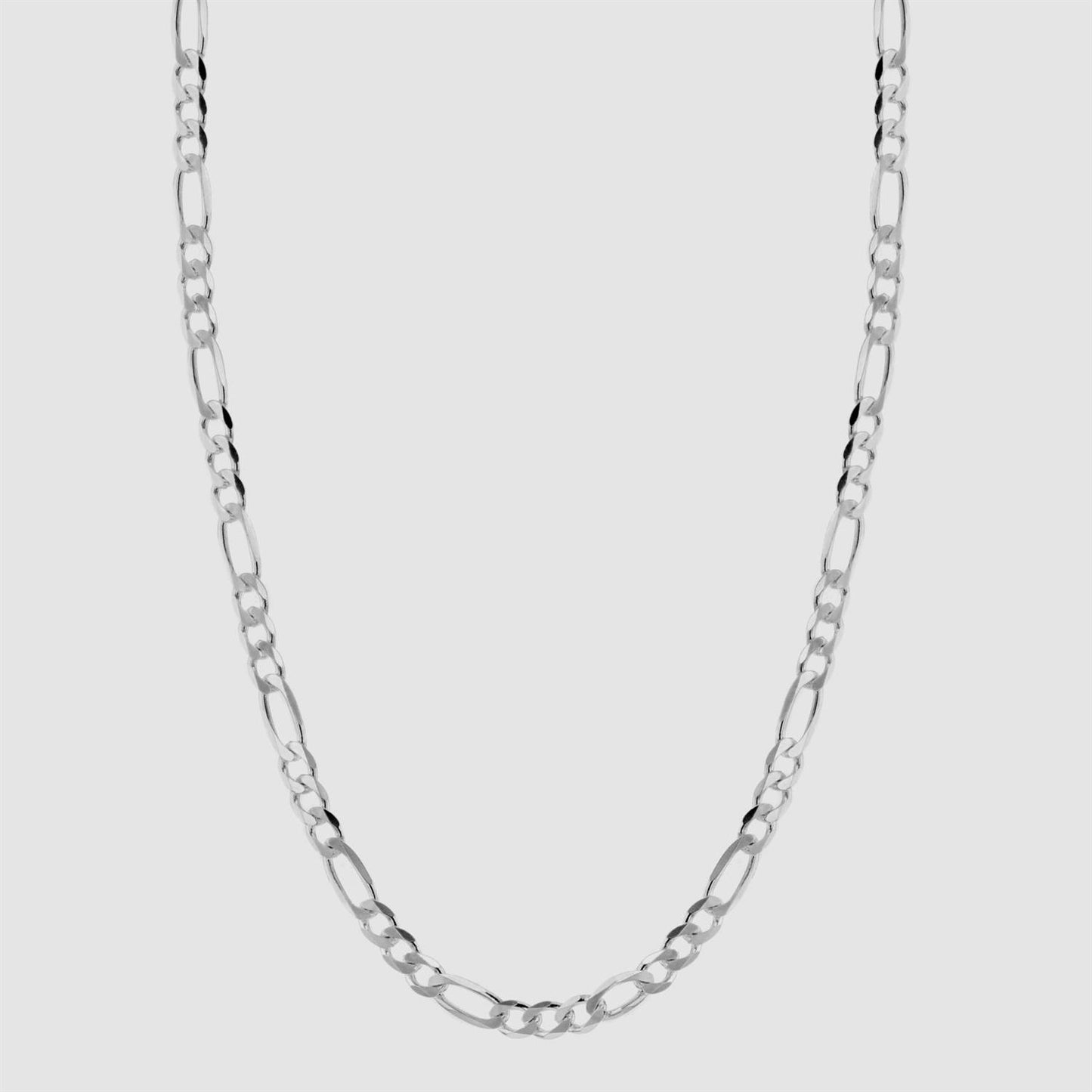 Space Flat Figaro Necklace 45cm Silver