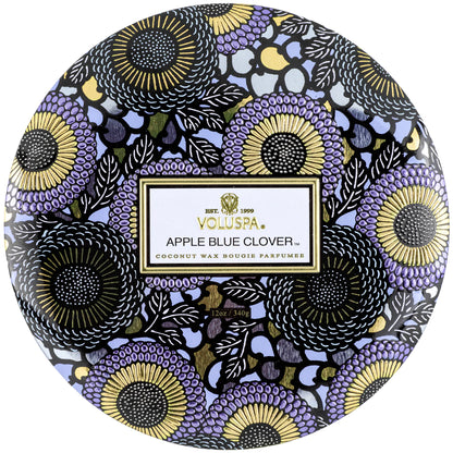 3-Wick Tin Candle – Apple Blue Clover 340g