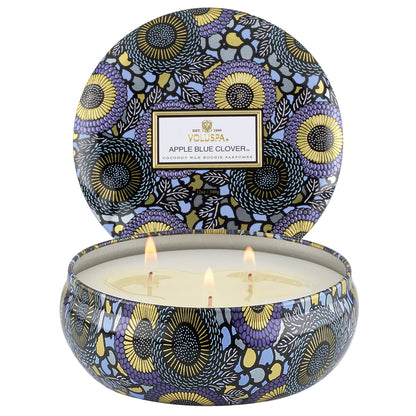3-Wick Tin Candle – Apple Blue Clover 340g