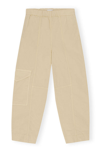Washed Cotton Canvas Elasticated Curve Pants Pale Khaki
