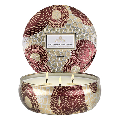 3-Wick Tin Candle – Gilt Pomander & Hinoki 340g