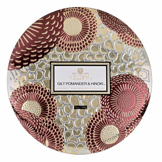 3-Wick Tin Candle – Gilt Pomander & Hinoki 340g