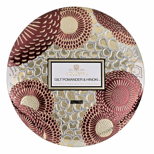 3-Wick Tin Candle – Gilt Pomander & Hinoki 340g