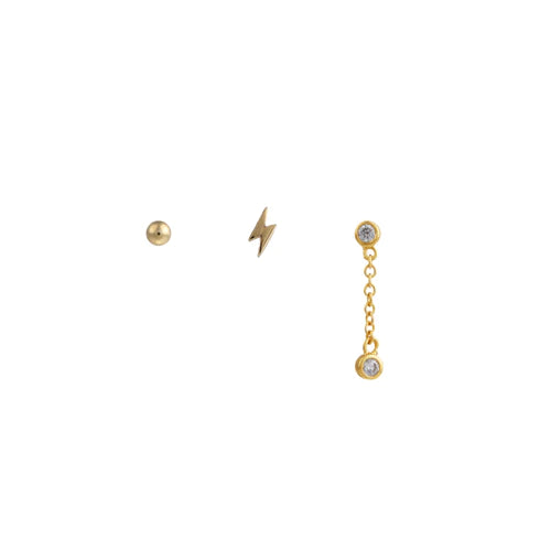 Lightning  Earrings Gold