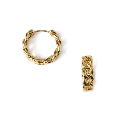 Chain Huggie Hoop Earrings Gold