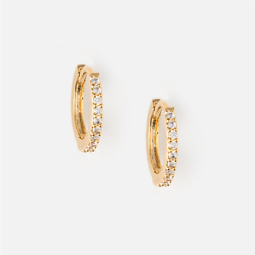 Orelia Mini Pave Hoop Earrings Gold