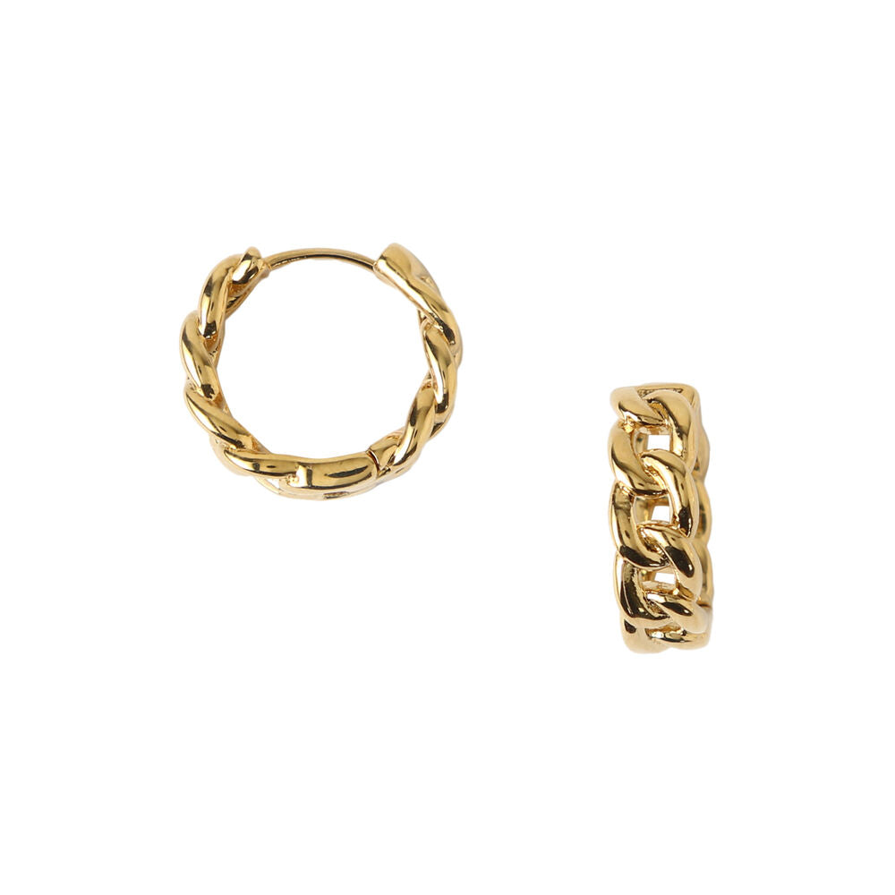 Mini Chain Huggie Hoop Earrings Gold