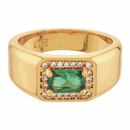 The Lady Boss Pinky Finger Ring Gold/Emerald