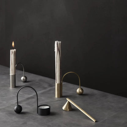 Balance Tealight Holder Black Brass