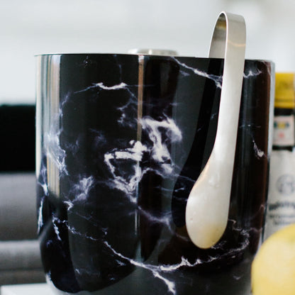 Black Marble Ice Bucket + Tong 2l