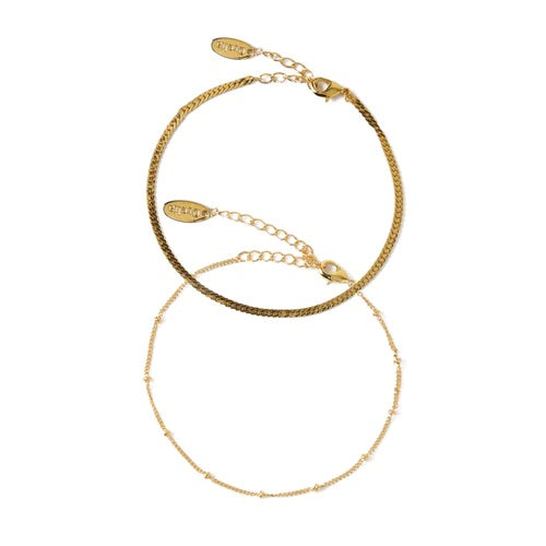 Satelite & Flat Curb Bracelet Gold