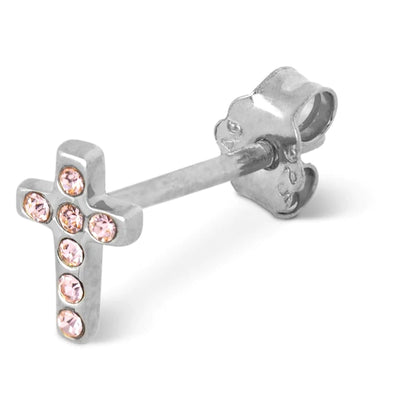 Cross Crystal 1 Pcs Sterling Silver Rose