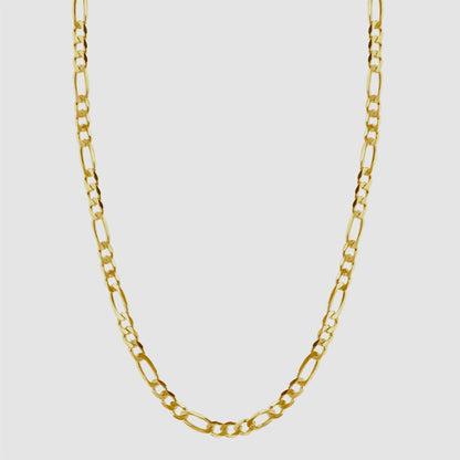 Space Flat Figaro Necklace 45cm Gold