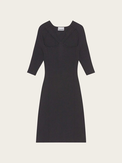 Melange Cut Out Mini Dress Black