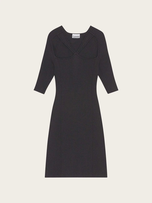 Melange Cut Out Mini Dress Black