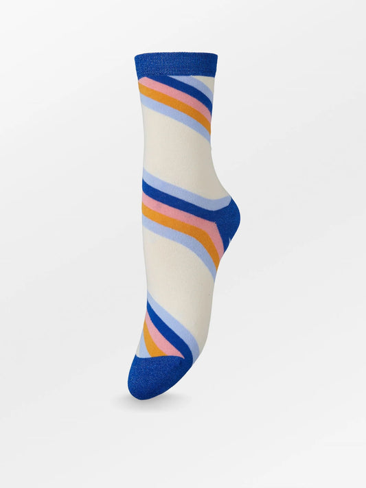 Oblique Striped Sock Blue Surf