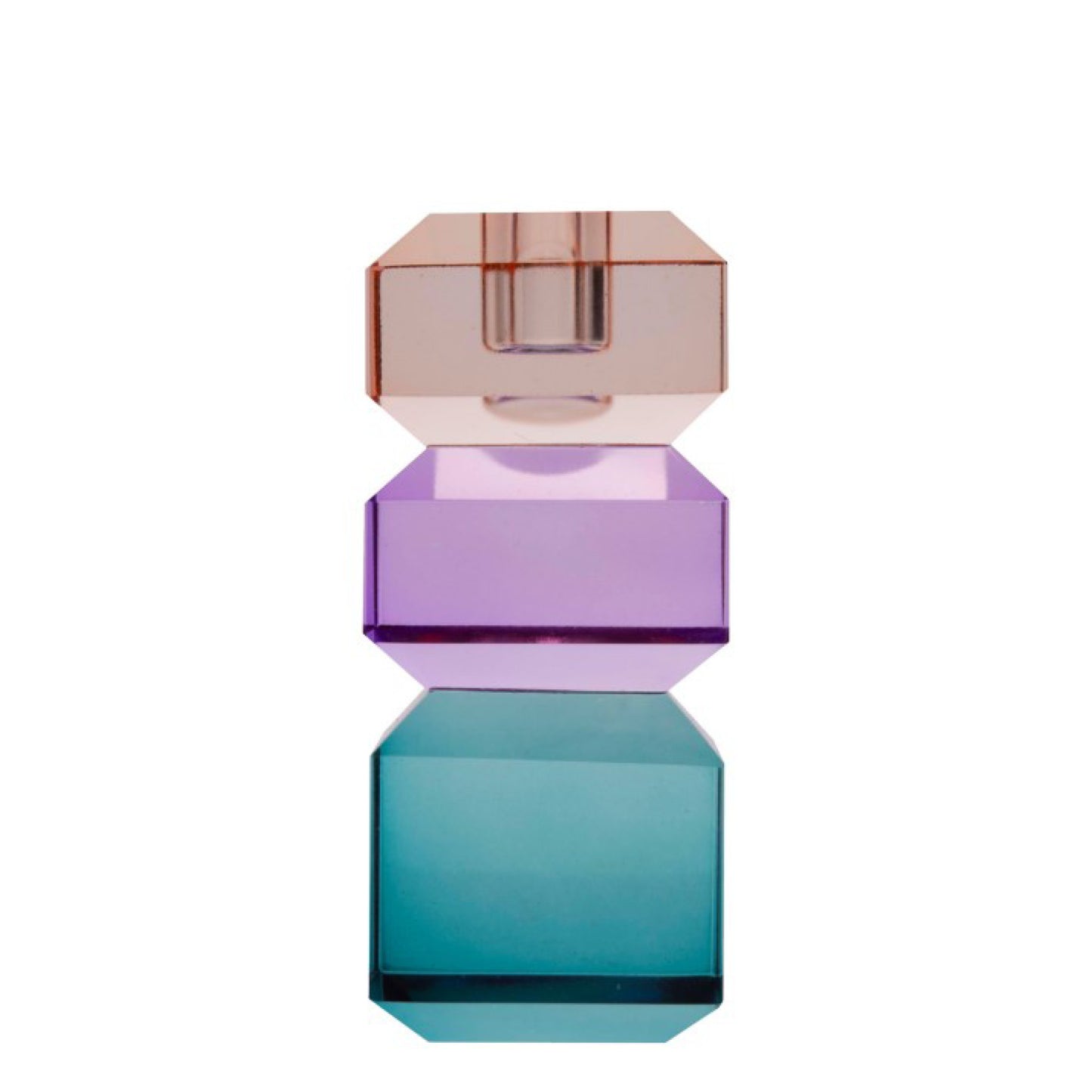 Crystal Candleholder Peach/Violet/Petrol M