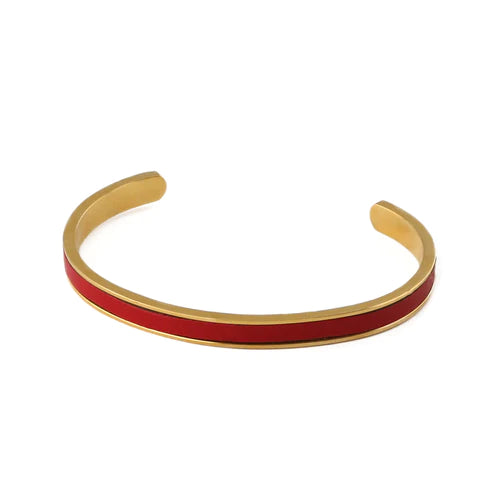 Red Leather Inlay Bangle
