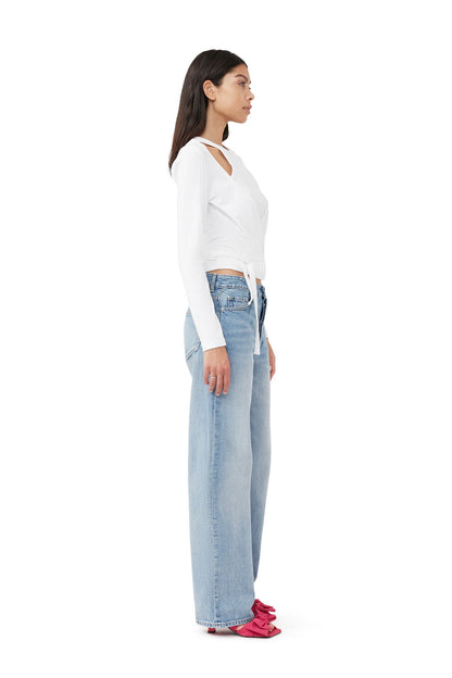 Rib Jersey Wrap Blouse Bright White