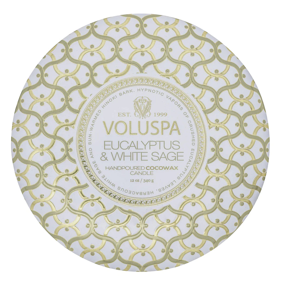 3-Wick Tin Candle – Eucalyptus & White Sage 340g