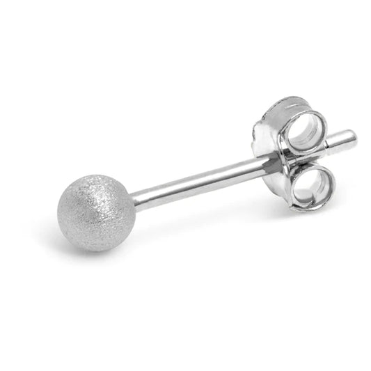 Ball Brushed Earring 1 Pcs Sterling Silver