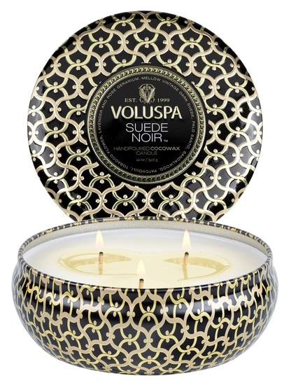 3-Wick Tin Candle – Suede Noir 340g